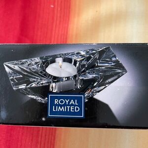 Crystal Pyramid Candleholder Tealight Modernistic Geometric by Royal Ltd 6”